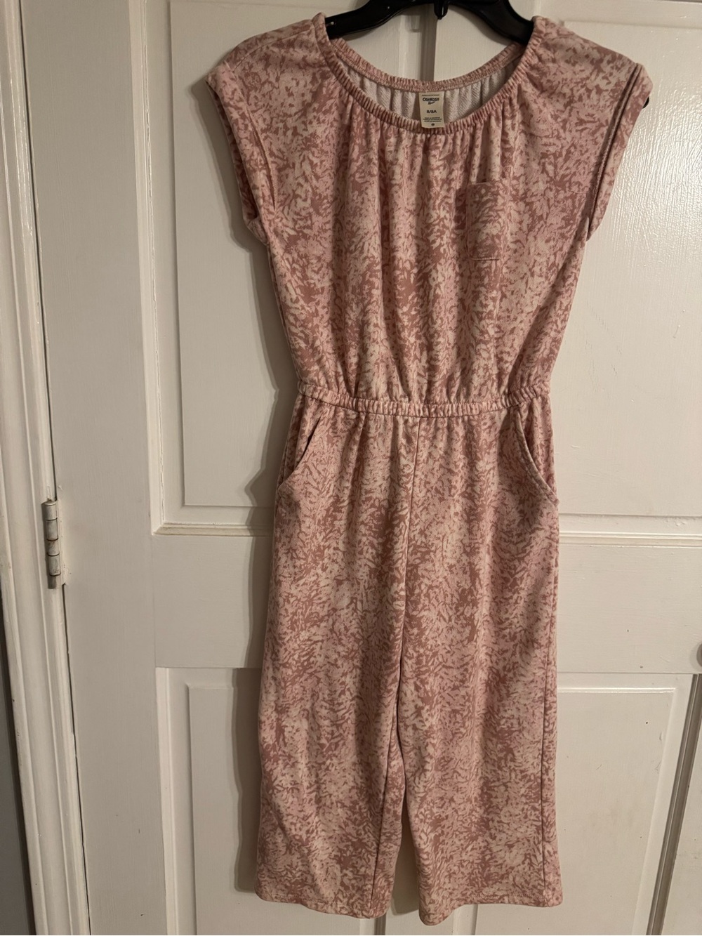 OshKosh B'gosh Girls Short- Sleeve French Terry Jumpsuit - Pink Sz 8/8A